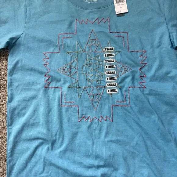 Pendleton deschutes embroidered tee, XS blue New with Tags NWT COTTON - Picture 2 of 10